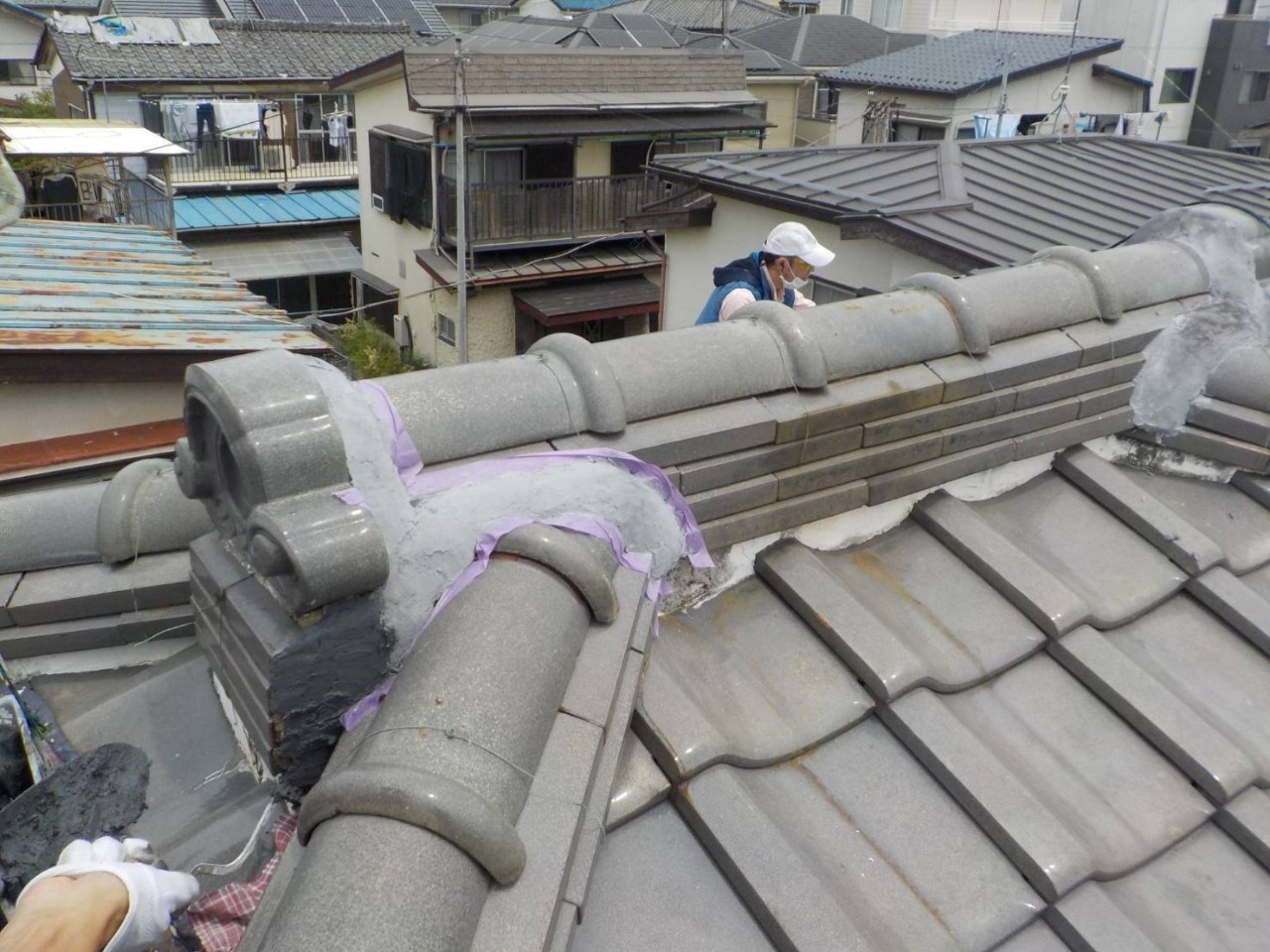 さいたま市中央区にて屋根修理〈棟瓦の漆喰工事〉 施工後